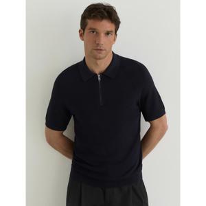 REISS Estate Textured-Knit Half-Zip Polo Shirt